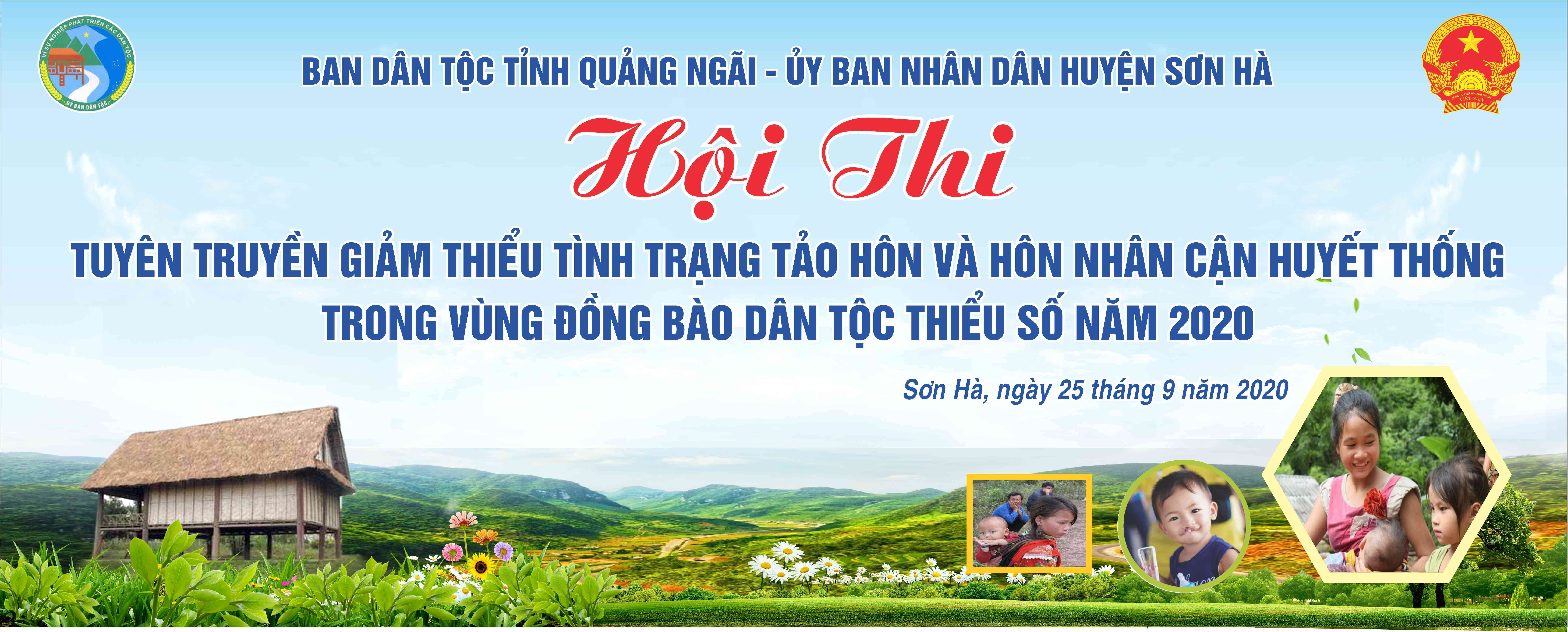 Khai mạc Hội thi Tuyên truyền giảm thiểu tình trạng tảo hôn và hôn nhân cận huyết thống vào tối ngày 25/9/2020 tại trung tâm xã Sơn Hạ, huyện Sơn Hà
